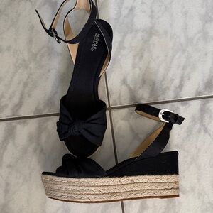Michael Kors Black Espadrille Wedge Sandals